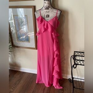 New PROMESA Cascade Ruffle Maxi Dress in Pink ~ S